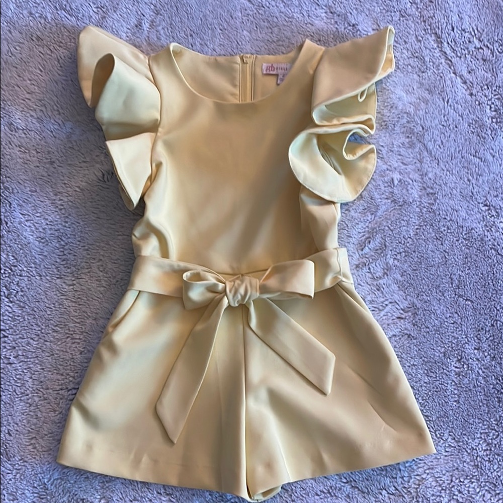 GBGirls Yellow Ruffle Sleeve Romper SZ 4 dressy